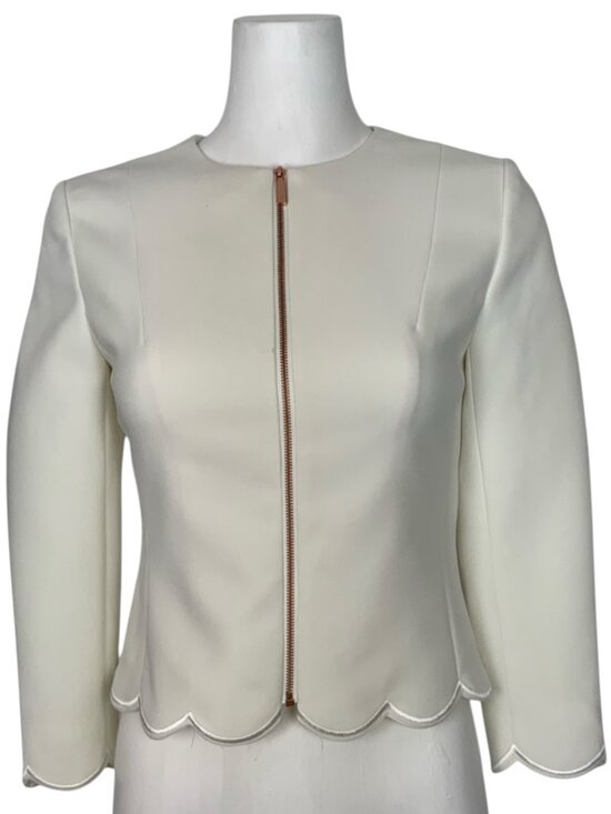 Ted Baker Jackets & Blazers - Ted Baker Heraly Scalloped Hem Cropped Jacket 0 Off White